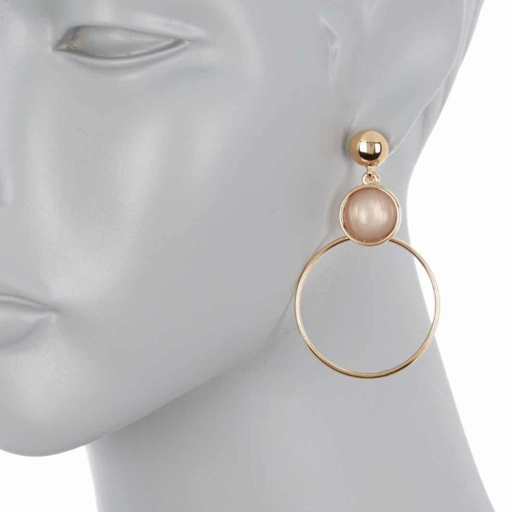 Halogen Gold Hoop Stone Earrings NEW
